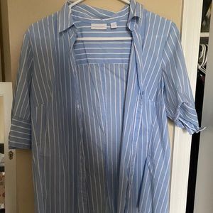 Blur and white stripe button down